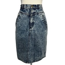 Vintage 80s Acid Wash High Waisted Skirt
