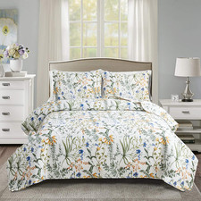 Floral Quilt Sets King Size Reversible Countryside Bedspread Coverlets Flower