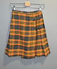 Vintage Wool Tartan Plaid Wrap Kilt Skirt Buckle Detail Womens Waist 23"