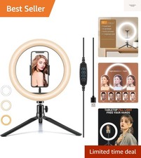 10" Desk Ring Light with Tripod Stand, 3 Light Modes 11 Brightness Level, A...