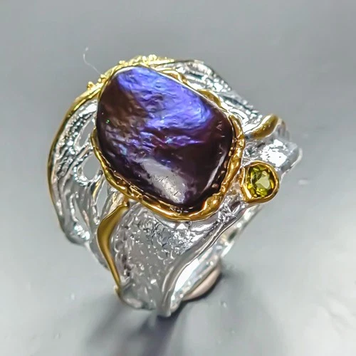 Beautiful AAA ring Natural Ammolite Ring 925 Sterling Silver Size 7 /R461007