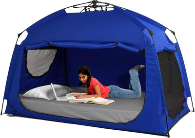 Portable Indoor Privacy Bed Tent - Quick Setup Twin Canopy in Blue