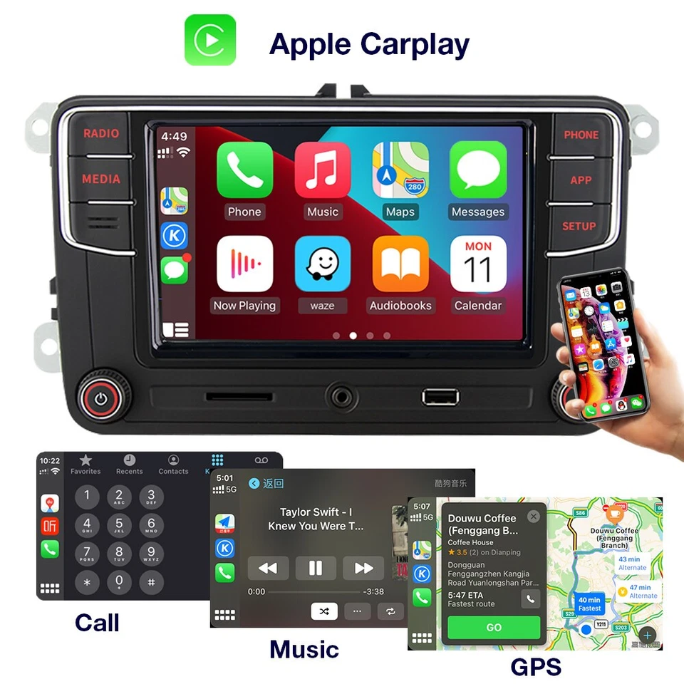 NONAME RCD330 RCD340G 187F Car Radio Stereo Android Auto Carplay For VW Golf - Image 2 of 4