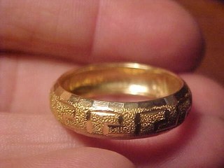 Size 9 Unisex Marked 14K Gold GREEK KEY Design Wedding Band Ring 1.6 Grams