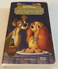 vhs tape, disney, lady and the tramp, clamshell, vg cond