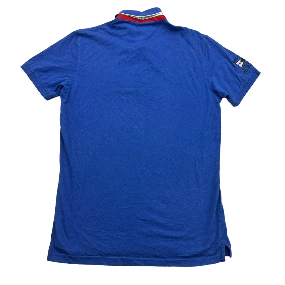 Camisa Polo London Fog Para Hombre Grande L Azul Rojo Maryland 3 Bordada Manga Corta Foto 2 de 4