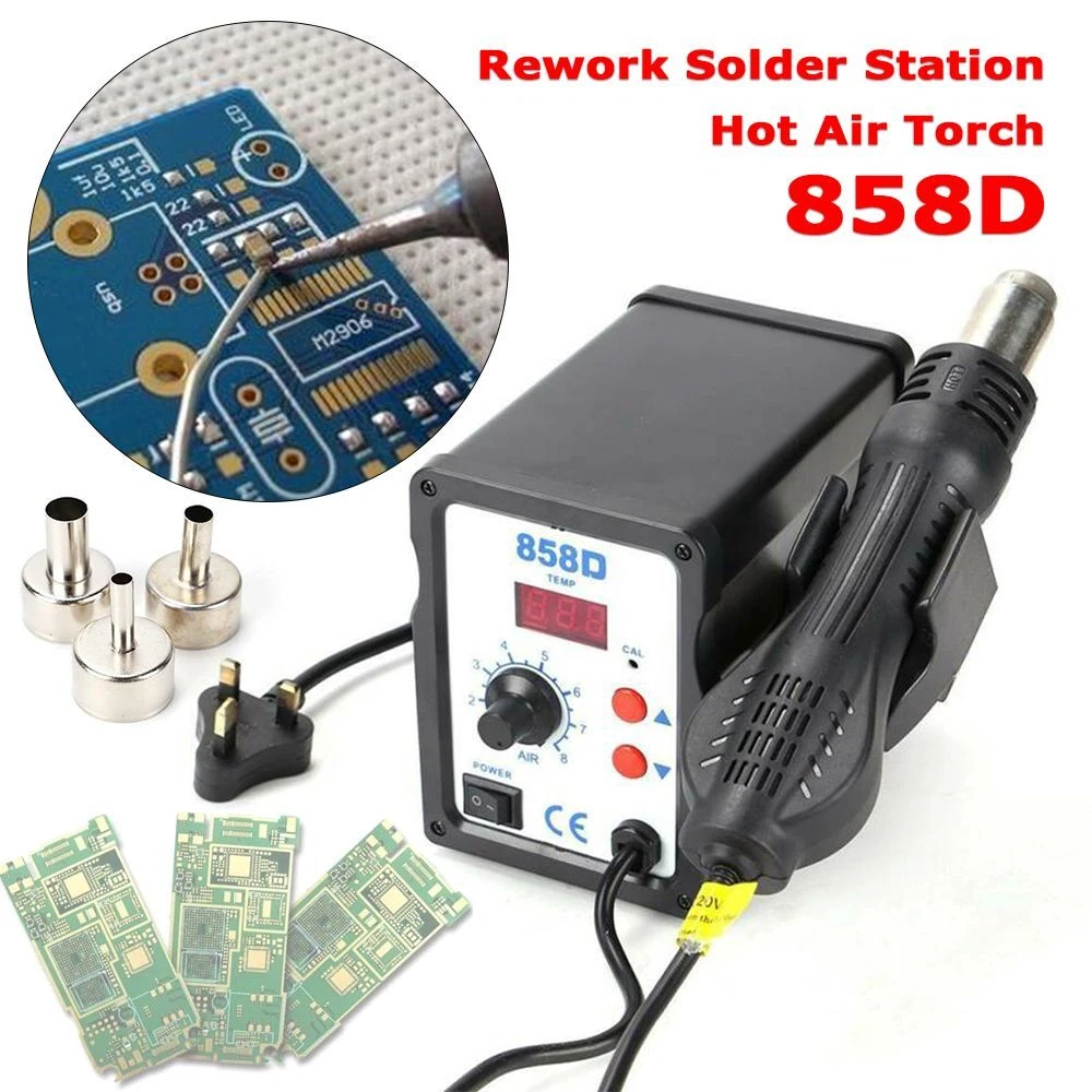 Plug Blower Hair Dryer Welding Repair Hot Air Torch Rework Solder Station 858D