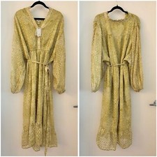 River Island Metallic Clip Dot Long Sleeve Midi Dress Size 14 NWT