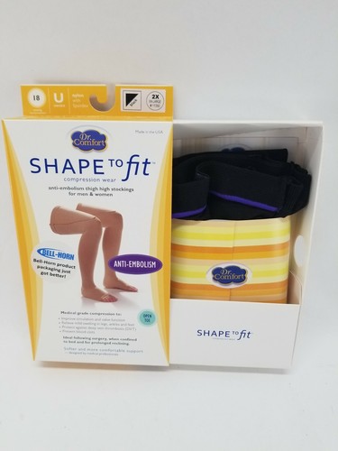 Dr Comfort Shape to Fit Compression Thigh High Stockings Anti-Embolism 2XL Black - Picture 3 of 7
