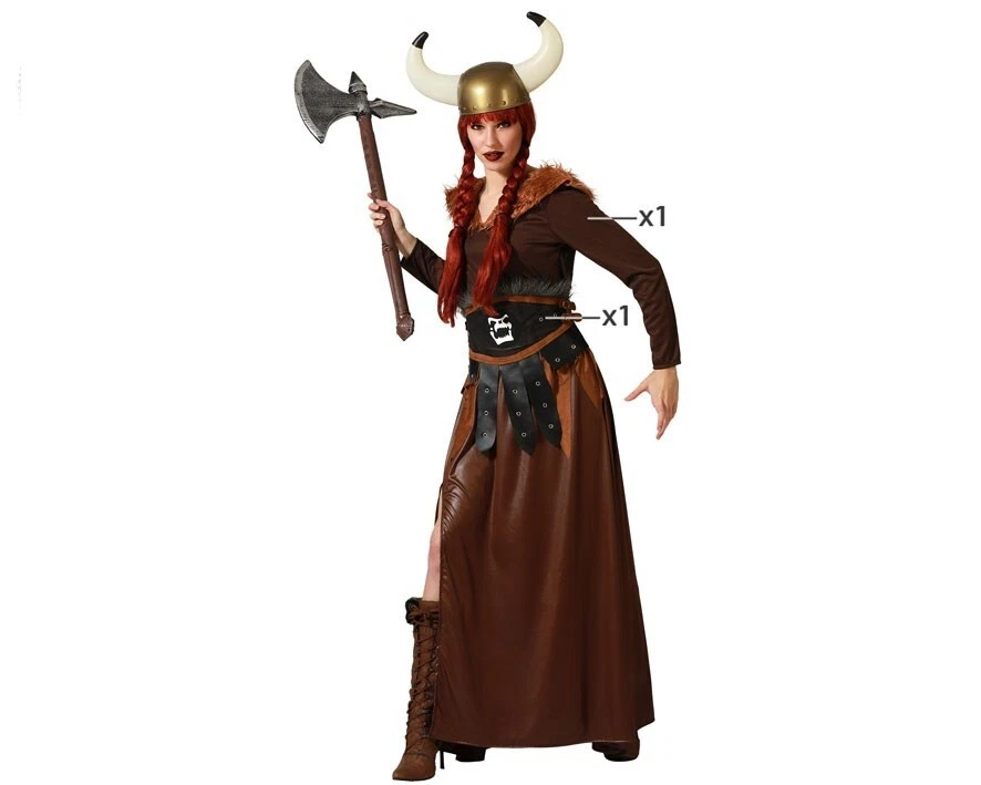 Morph Costume vichingo da donna, costume da guerriero vichingo, da donna, Marrone, Medium
