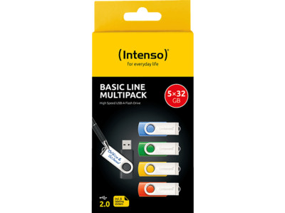 INTENSO USB-Stick 5er Pack Speicherstick, 32 GB, 28 MB/s, Bunt
