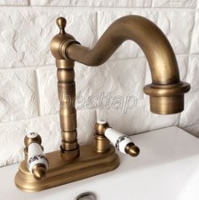 Antique Brass 4" Centerset Bathroom Two Holes Basin Faucet Sink Mixer Tap san067