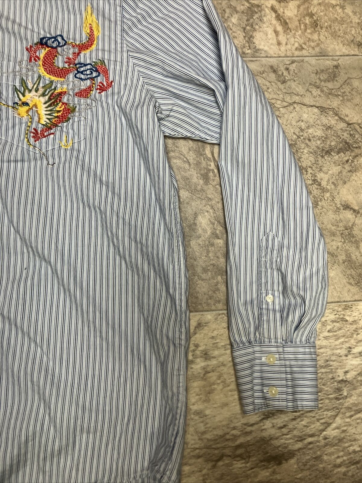 Lucky Brand Button Up Shirt Embroidered Mens XL B… - image 6