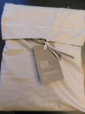 NEW Restoration Hardware Italian Classic QUEEN Percale Duvet NICKEL Gray