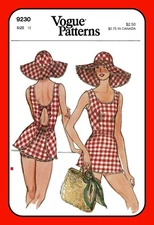 Two-piece SWIMSUIT Bathing Suit FLOPPY Sun Hat Vogue 9230 Vtg 1975 Sew Pattern