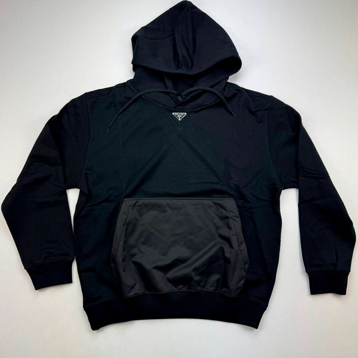 PRADA スエット PRADA Black Fleece Oversized Hoodie Sweatshirt Men | eBay
