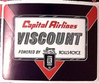 Vintage Capital Airlines Viscount by Rolls Royce Black Red Luggage Label 3.5"W