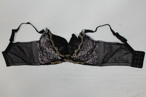 Soutien-gorge Push-up Noir Dentelle/reseaux - Armatures - Détails Bijoux - Taille 30B - Neuf Sans étiquettes