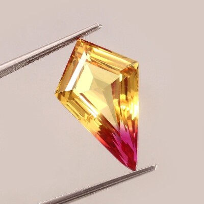 10.14 Ct Flawless Bi-Color Pink Ceylon Sapphire Loose Fancy Cut Gemstone