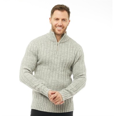 mens grey zip neck jumper