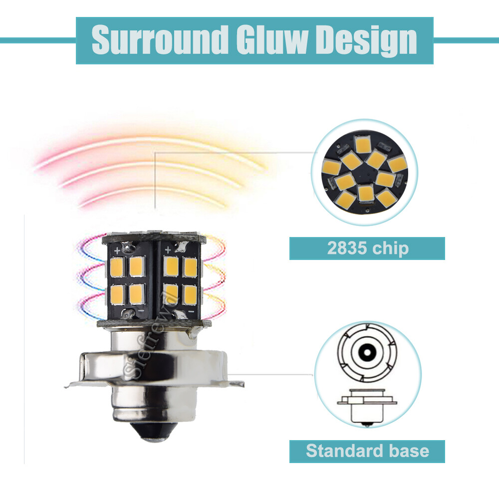 2x Warm White LED Bulb P26s S3 30SMD Motorbike Headlight Front
