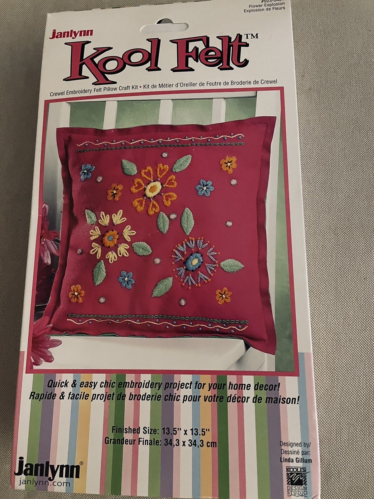 Janlynn Kool Felt Crewel Embroidery Felt Pillow Kit Easy Embroidery Flowers New 49489234810 eBay