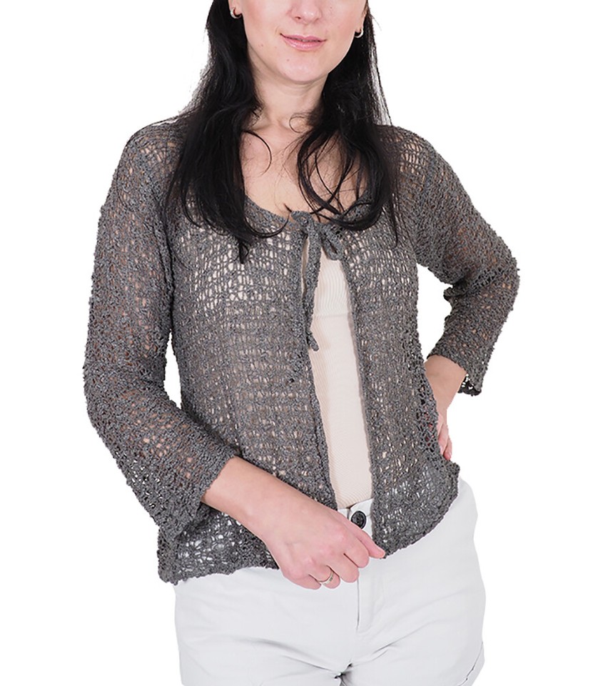 Ladies Popcorn Style Crochet Stretch Fish Net Bolero Shrug Open