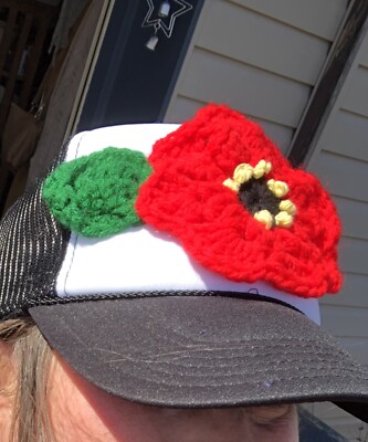 Crochet Poppy Flower Or  Custom Order Design Your Own Trucker Hat New