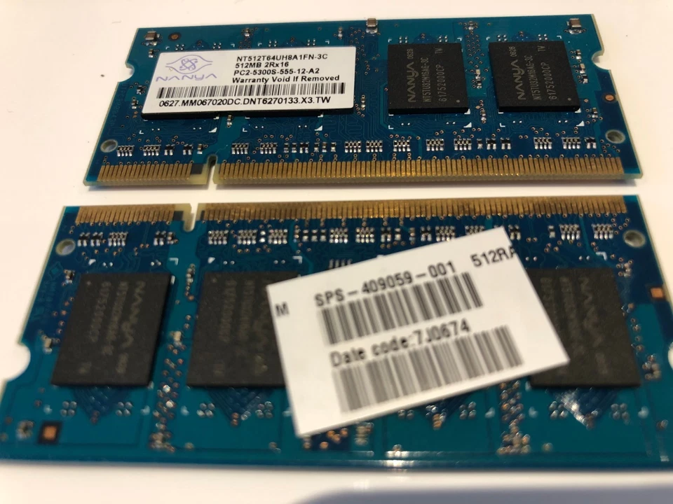Nanya 1gb Laptop RAM (2 x 512mb 2Rx16 PC2-5300s-555-12-A2) - Image 3 of 4