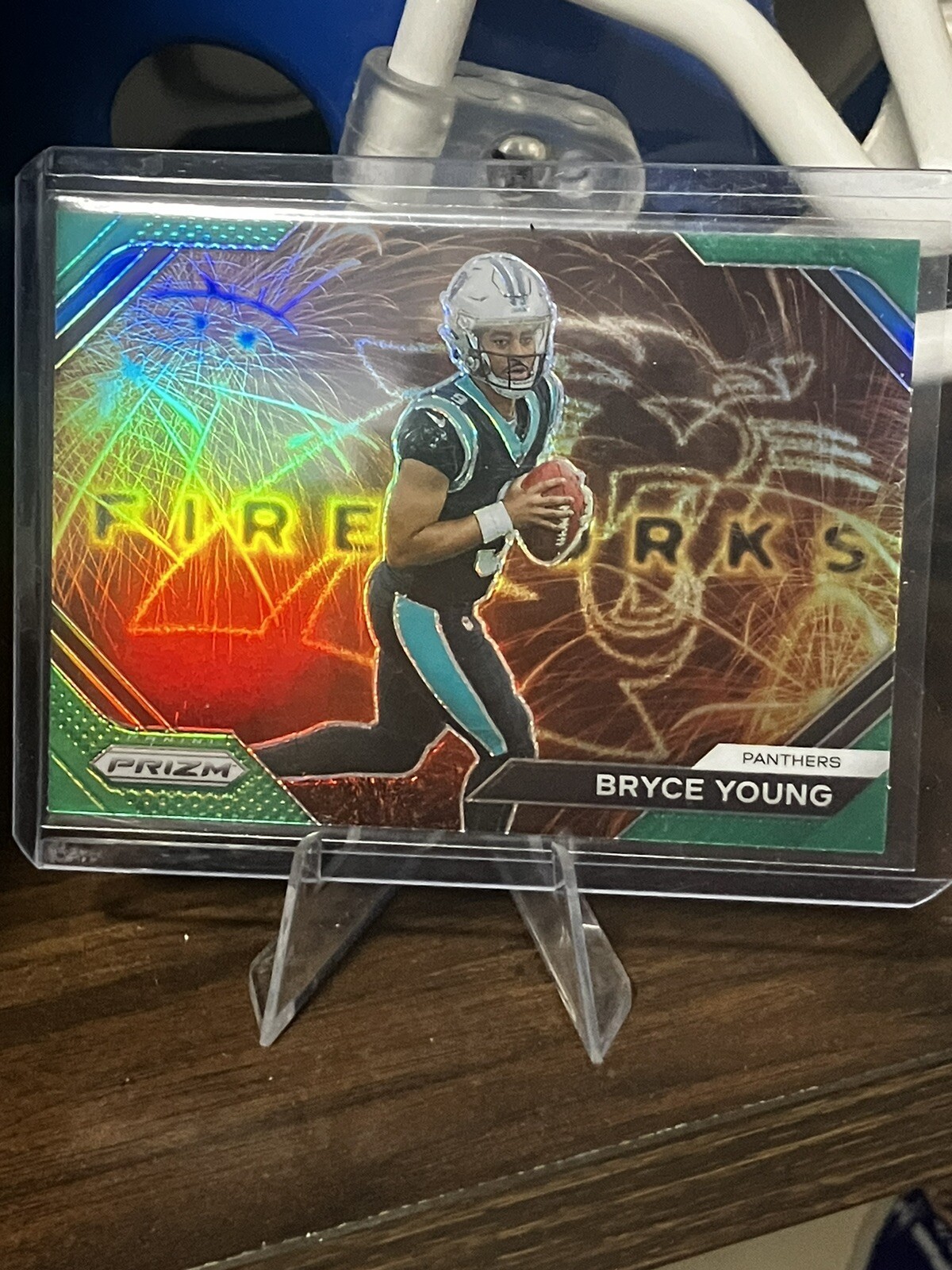 2023 Panini Prizm Bryce Young Fireworks Green Parallel Rookie Card RC No. F-6
