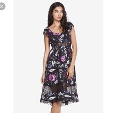 Express Lace Cutout High-Low Floral Dress Size Small Whimsigoth Dark Fairy Sheer