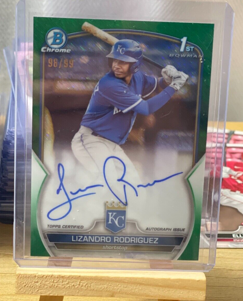 2023 Bowman Chrome 1st Lizandro Rodriguez Auto Green Shimmer /99 Royals