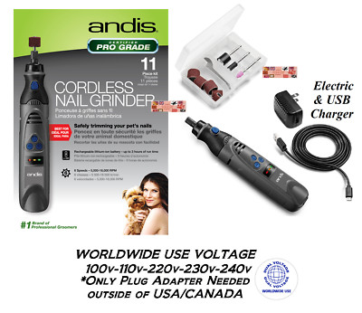ANDIS PRO CORDLESS RECHARGEABLE Li Ion NAIL GRINDER DOG CAT PET Groomer Grooming