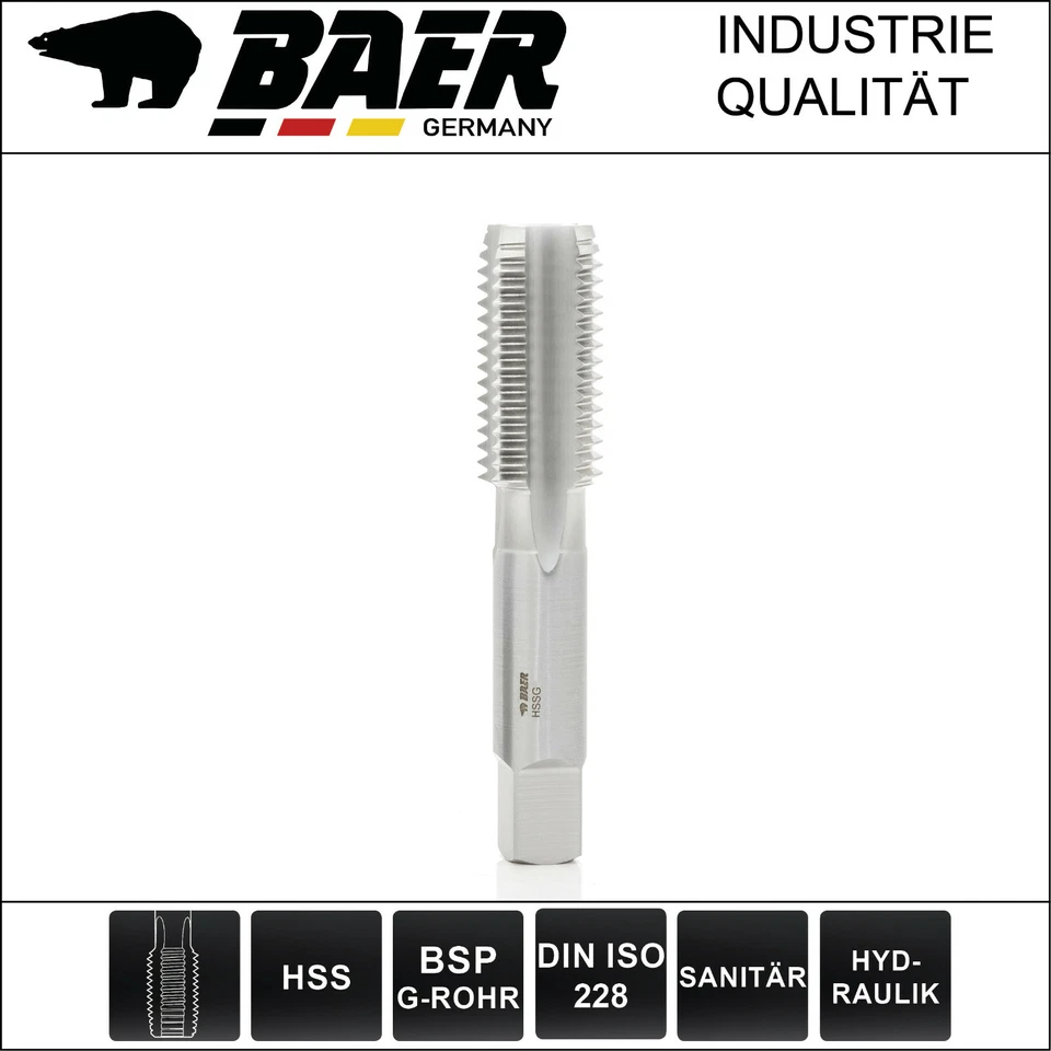 BAER Gewindeschneider G Rohrgewinde G1/8 G1/4 G3/8 G1/2 G3/4 G1 Zoll HSSG - Bild 2 von 4