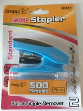 Mini Stapler BLUE 500 Staples Built-In Staple Remover 26/6 School Home Office