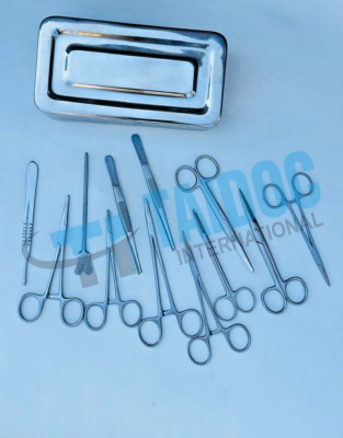 13 Pieces Basic Minor Surgery Kit Steel Box Surgical Instruments