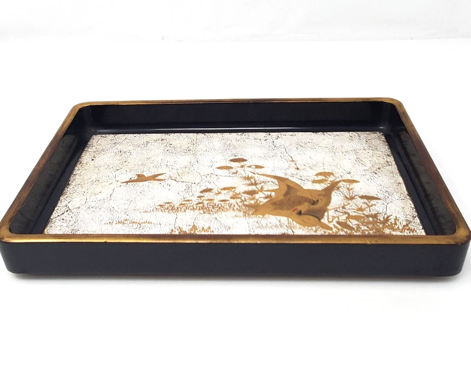 Bandeja japonesa de laca con cáscara de huevo de principios del siglo XX período Meiji tardío o Taisho Foto 4 de 4