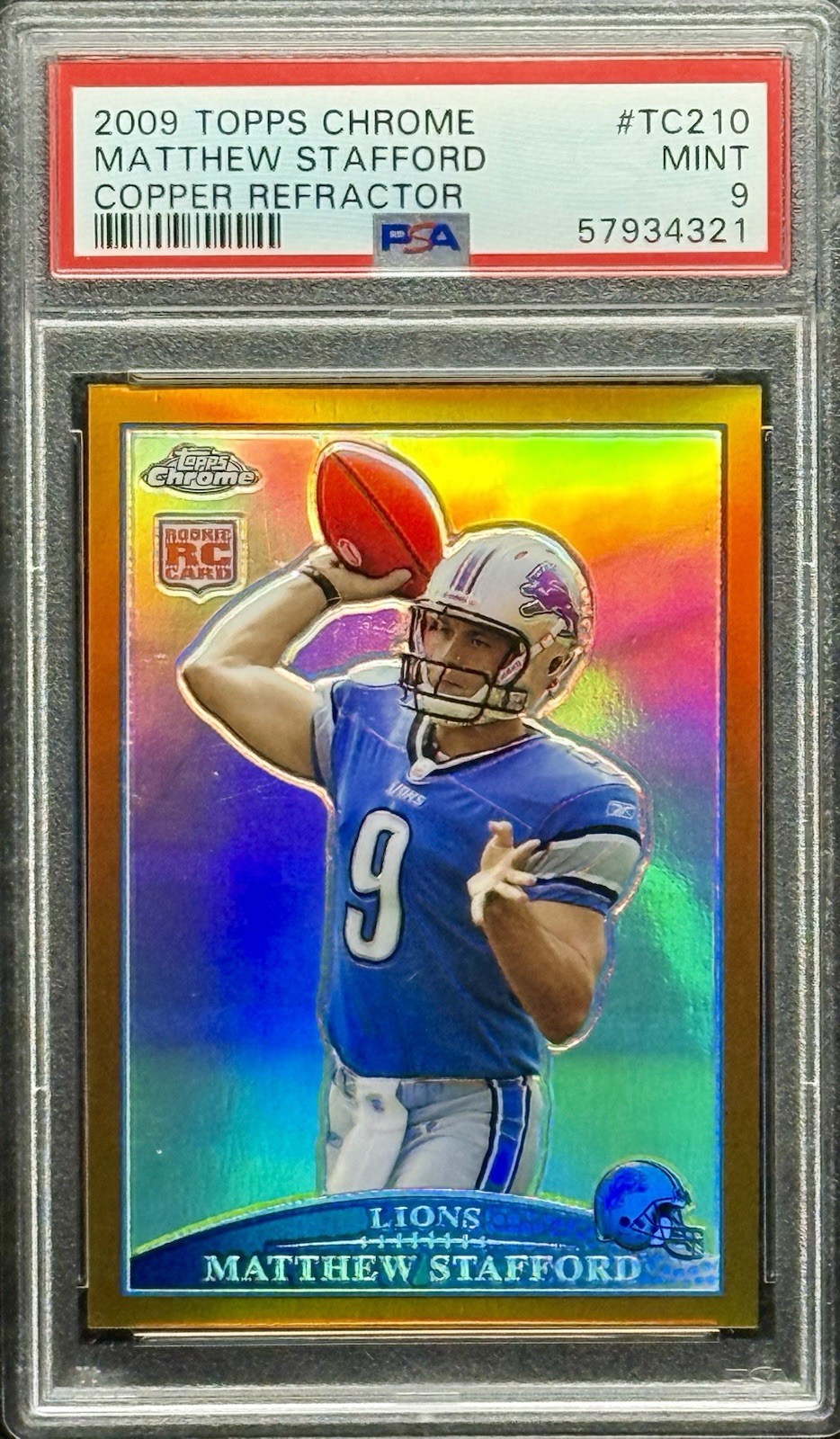 Matthew Stafford 2009 Topps Chrome #TC210 Copper Refractor Rookie RC /649 PSA 9