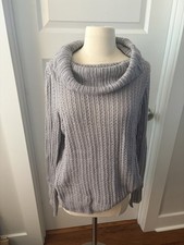 Axcess Women’s Chunky Knit Gray Sweater Cowl Neck Size Medium