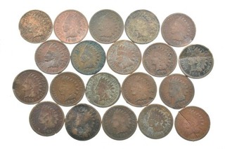 Lot 20 1800's 1890 1899 Indian Head Penny Cents US Coin Collection 2/5 Roll 379