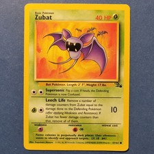 zubat pokemon card value - (57) - Fossil Grass Grass Poison Fang (10) Flip a coin Fossil 57 Zubat 1st Edition