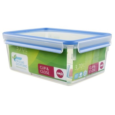 Emsa 508546 Clip & Close rectangular food storage container 3.7 litres, transpar