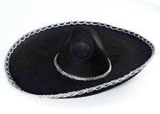 Sombrero Inspired Black Silver Trim Headwear Costume Accessory