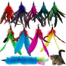 Cat Feather Toys Refills, 10 Pieces Cat Wand Replacement Feathers Toy for Ind...