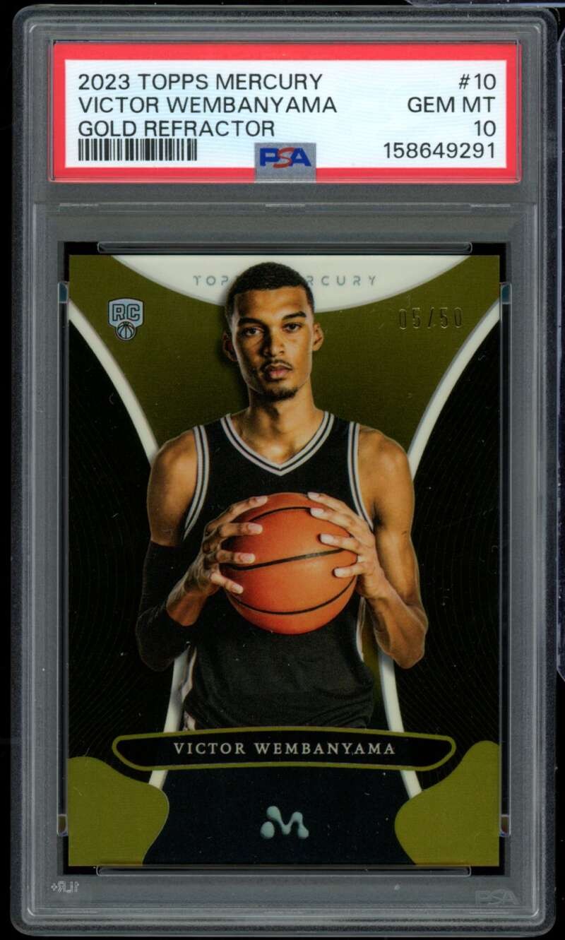 Victor Wembanyama Rookie 2023-24 Topps Mercury Gold Refractor (5/50) #10 PSA 10