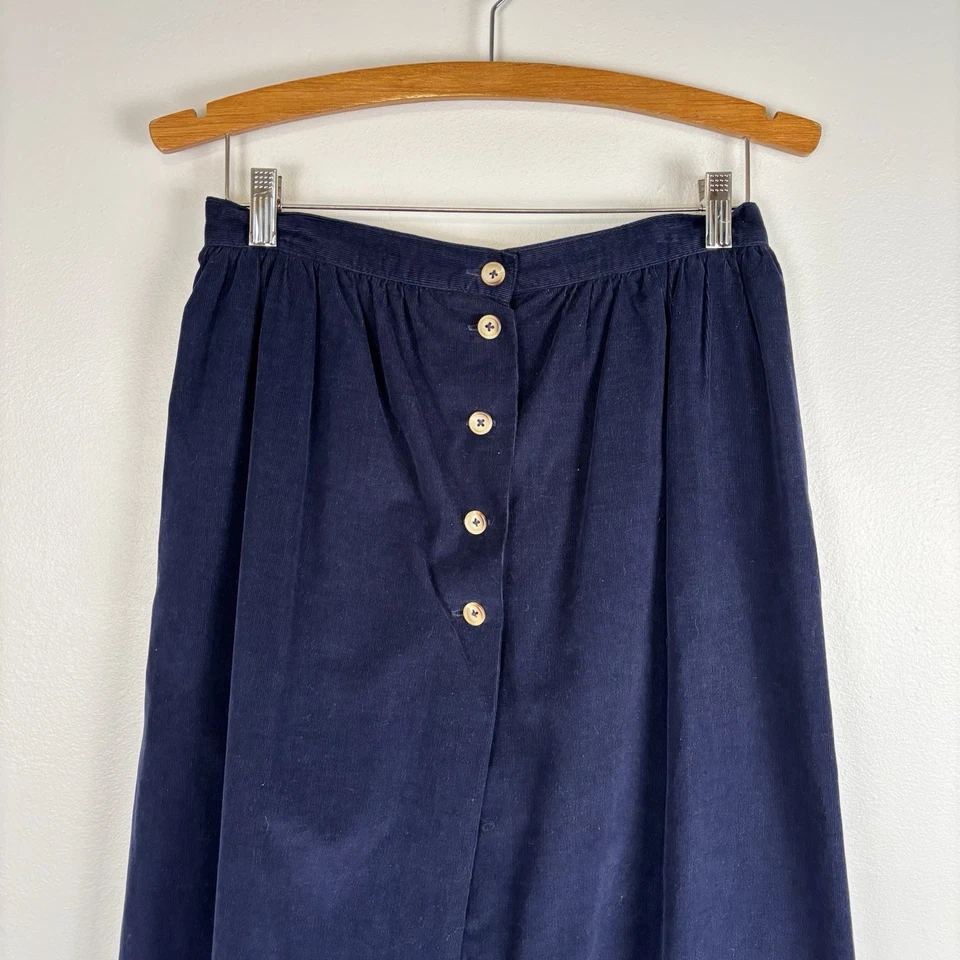 Falda De Colección Lands’ End Para Mujer 14 Azul Marino Pana Línea A Midi EE. UU. Años 90 Forrada Foto 3 de 4