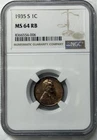 1935-S Lincoln Wheat Cent  NGC MS64 RB