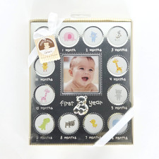 Carter's My First Year Baby Photo Picture Frame Silver 12 Month Milestone Metal