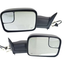 Black Pwr Htd Manual Fold Flip Tow Mirrors for Ram 1500 94-01 2500/3500 94-02