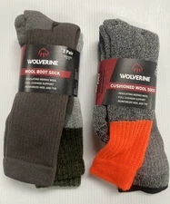 Wolverine Merino Wool Cushioned Work Boot Socks, L (men's shoe 9-12), 4 pairs